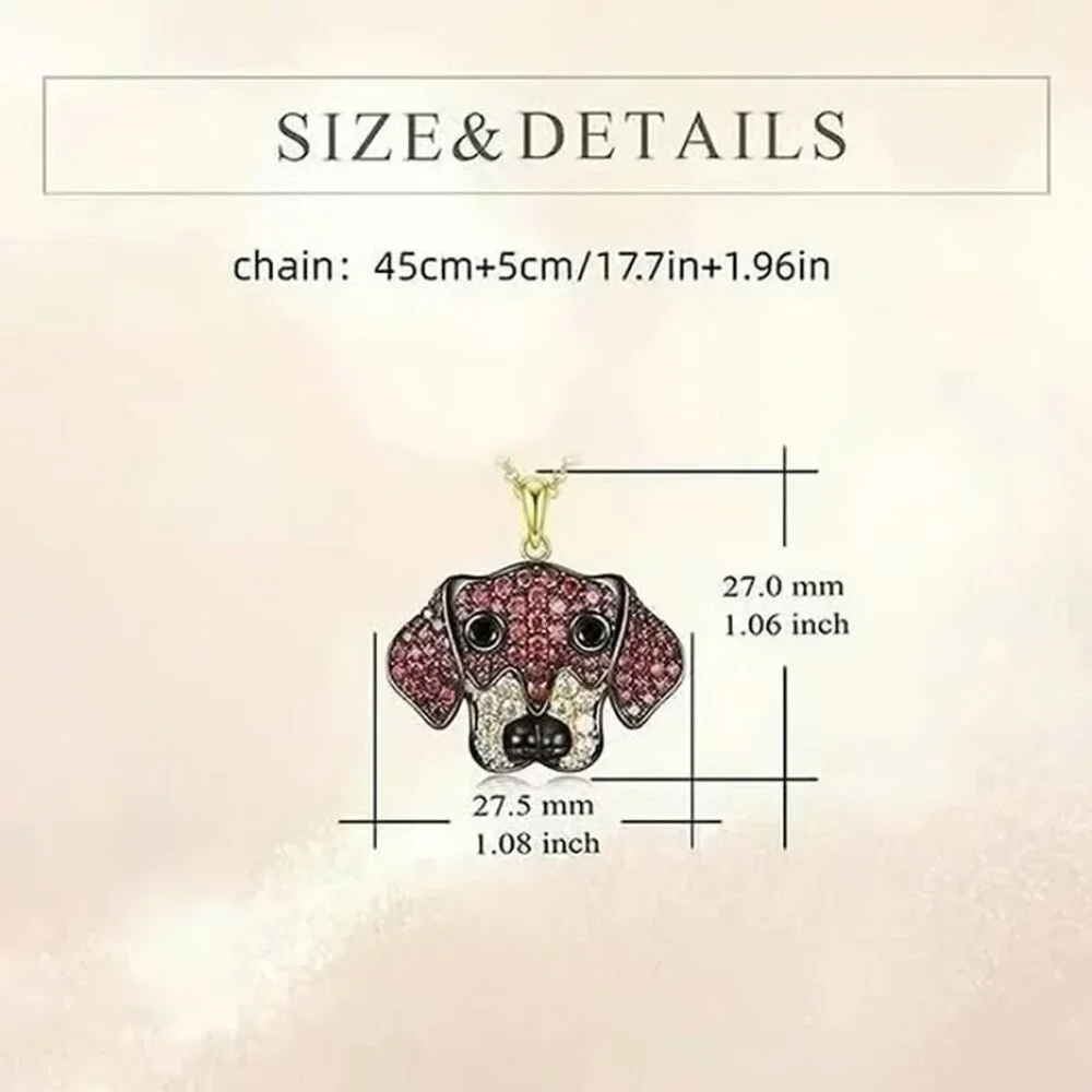 Gold Rhinestone DACHSHUND Dog Pendant Necklace